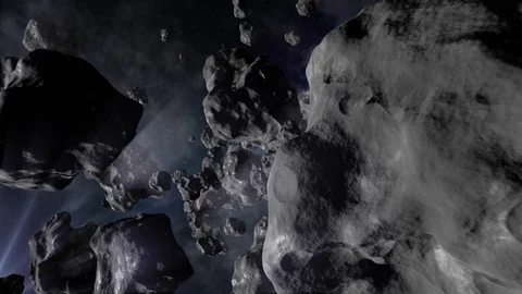 Travel Through Asteroid Field Stock Footage 113964540