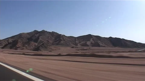 Travel Through on Desert, Mountain Road Stock Footage 285920153