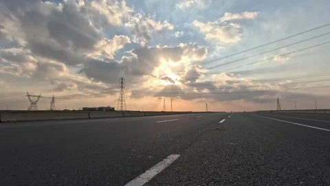 Travel Through Eastern Desert Highway Between Cairo and Ain Sokhna With Traffic 動画素材 329961546
