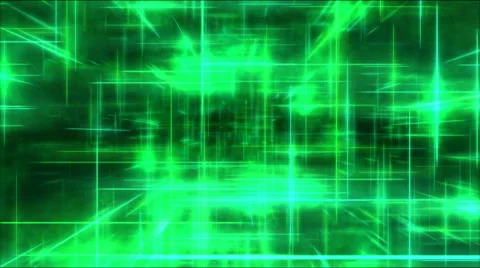 Travel through a grid of light beams - Loop Green Stock Footage 45836449