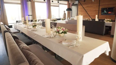 Travel through interior of the restaurant Stock Footage 85261361