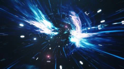 Travel through a wormhole through time and space filled with millions of stars Stock Illustration