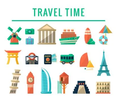 Travel Time Items Collection Illustrazione stock
