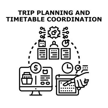 Travel timetable coordination and trip planning concept Stock-Illustration