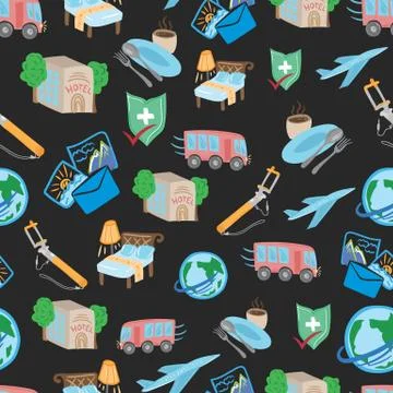 Travel Tour Vector Pattern Stock Illustration