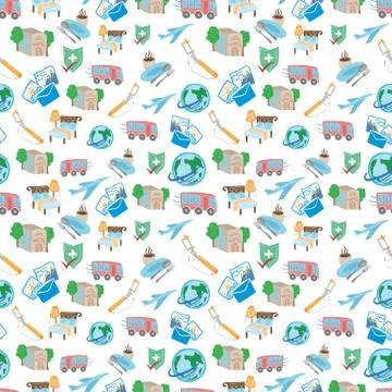 Travel Tour Vector Pattern Stock Illustration