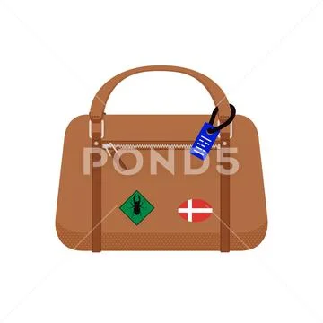 Travel tourism fashion baggage or luggage vacation handle leather big packing Stock Illustration