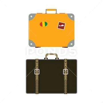 Travel tourism fashion baggage or luggage vacation handle leather big packing Stock Illustration