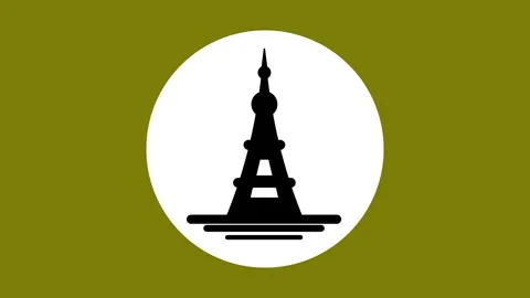 Travel Tower Icon Animation with Dynamic Motion – 4K Vector Art. Stock Footage 282576817