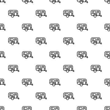 Travel trailer caravan seamless pattern background design Stock Illustration