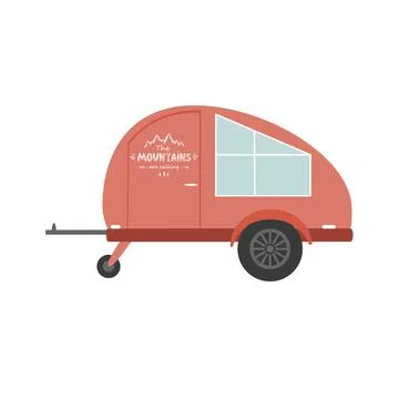 Travel trailer flat icon, vector illustration. Design element for camping Stock Illustration