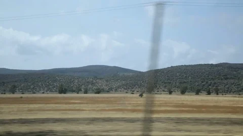 Travel in the train. View out from the window. Stock Footage 80141550