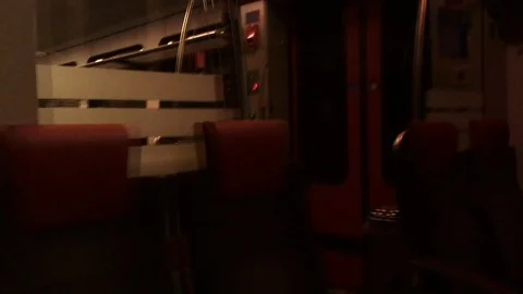 Travel in a Tunnel with a Train and Reflection Stock Footage 112321629