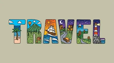 Travel typography design vector, for t-shirt, poster and other uses Stock Illustration