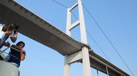 Travel under Bosphorus bridge 스톡 동영상 8950004