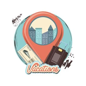 Travel vacation with pointer location icon vector ilustration Stock Illustration