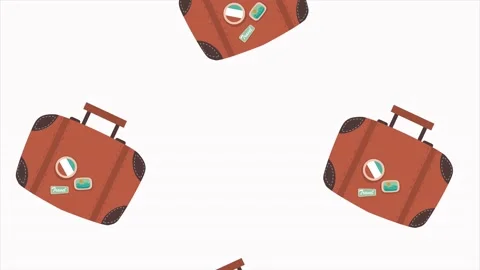 Travel vacations suitcases pattern animation Stock Footage 214171336