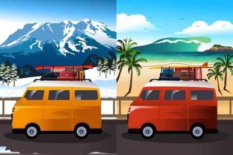 Travel in Van Stock Illustration