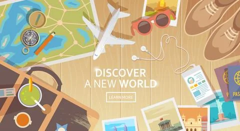 Travel vector banner. Top view Stock Illustration