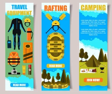 Travel vector banner web template set Stock Illustration