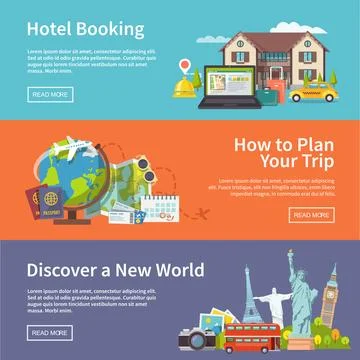 Travel vector banners set Stock Illustration