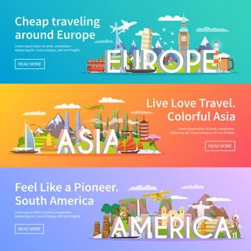 Travel vector banners set Stock Illustration