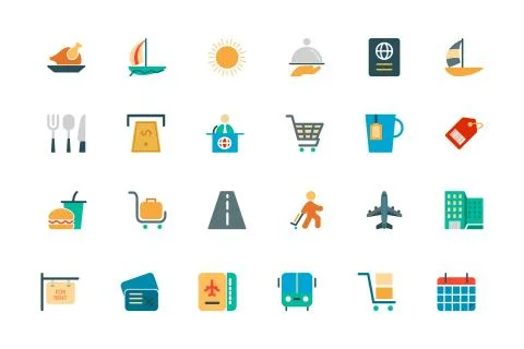Travel Vector Colored Icons Set Illustrazione stock