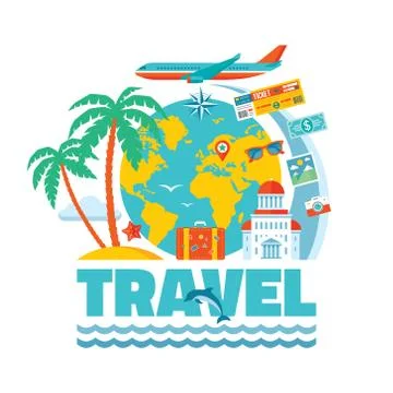 Travel - vector illustration concept in flat design style. Stock Illustration