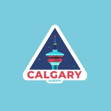 Travel Vector Sticker. Calgary Alberta Canada Stock Illustration