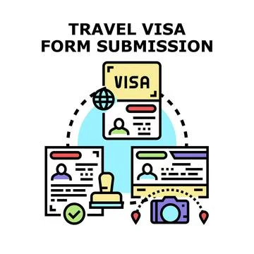 Travel visa application process and form submission Stock Illustration