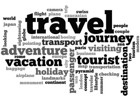 Travel, word cloud concept Illustrazione stock