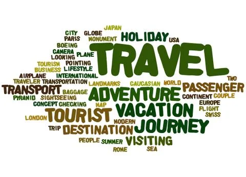 Travel, word cloud concept Illustrazione stock