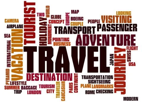 Travel, word cloud concept 스톡 일러스트