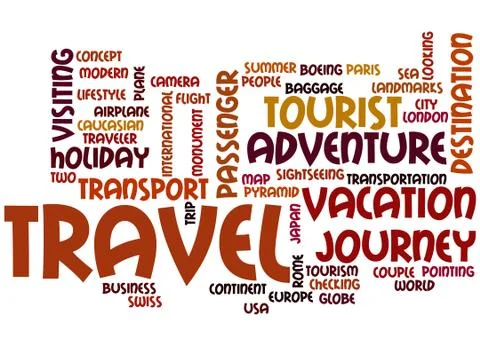 Travel, word cloud concept 스톡 일러스트