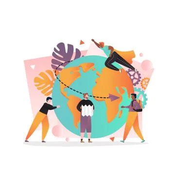 Travel the world vector concept for web banner, website page Stock Illustration