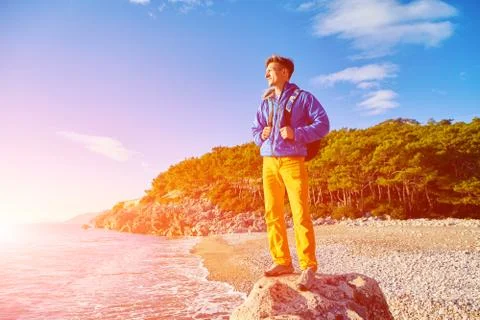 Traveler with backpack Stock Photos