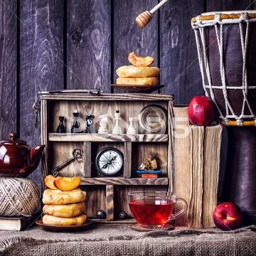 Traveler breakfast Stock Photos
