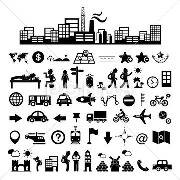 Traveler explorer icon set Stock Illustration