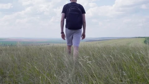 The traveler is on the field Video stock 101982231