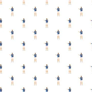 Traveler man backpacker standing repeat pattern background Stock Illustration