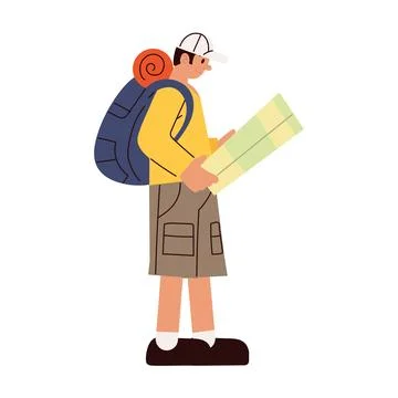 Traveler man with map Stock Illustration