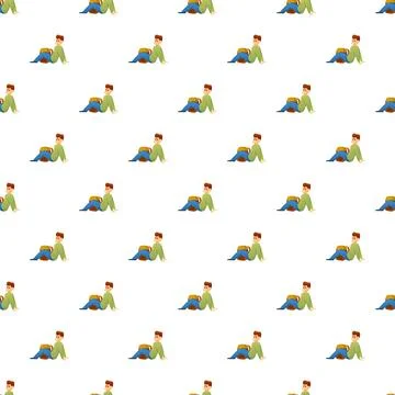 Traveler man resting while sitting seamless pattern Stock Illustration