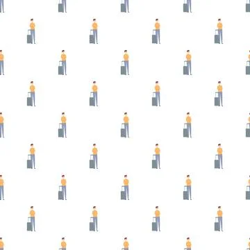 Traveler man with suitcase seamless pattern Illustrazione stock