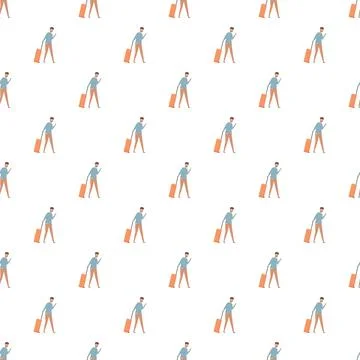 Traveler man with suitcase seamless pattern Illustrazione stock
