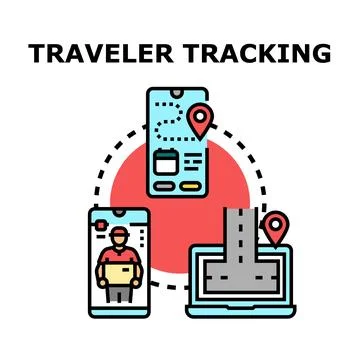 Traveler tracking app for navigation and logistics Ilustración de archivo