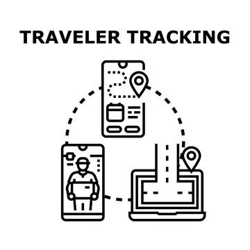 Traveler tracking app for navigation and logistics Stock Illustration
