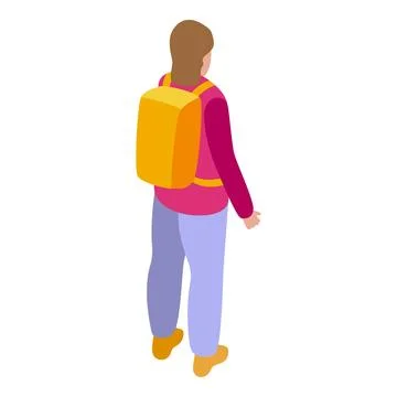 Traveler walking with backpack exploring new destinations isometric icon Stock Illustration