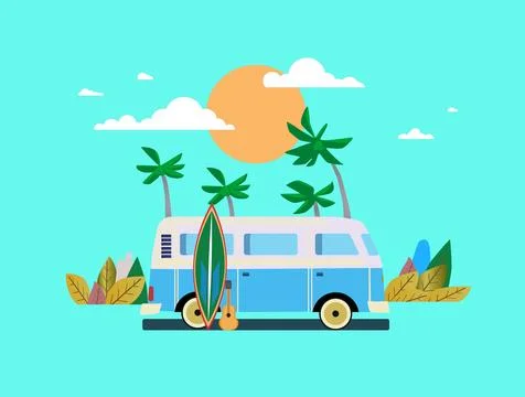 Traveling by bus. Stock Illustration