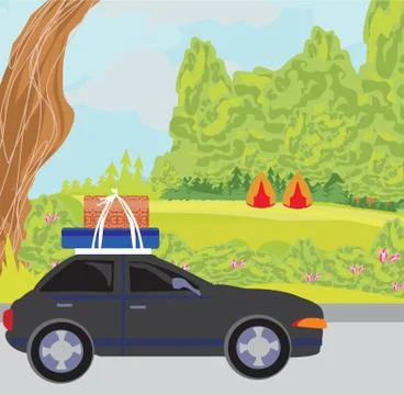 Traveling in a car Stock Illustration