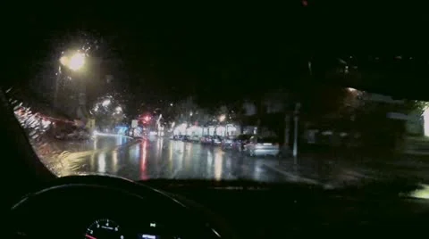 Traveling by car in rain Stock Footage